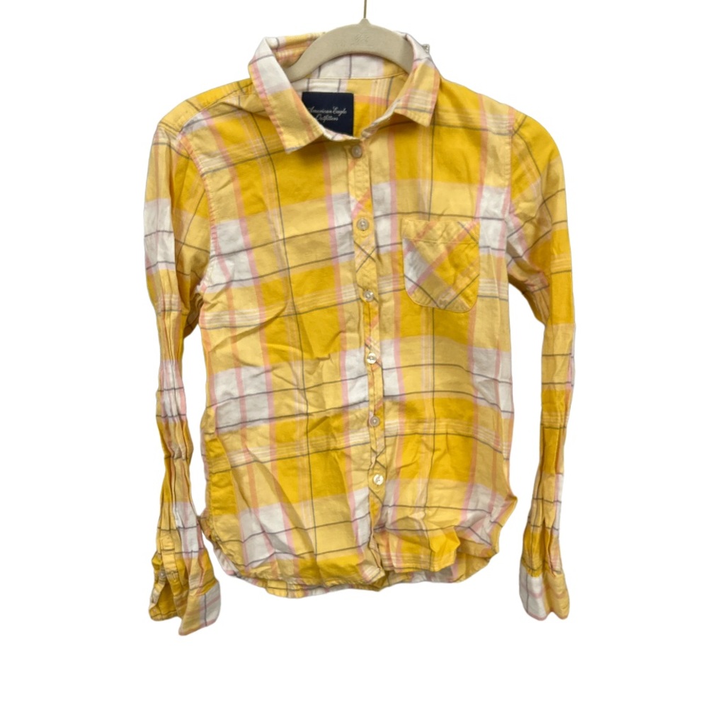 BRAND NEW American Eagle Yellow Plaid Flannel Shirt
